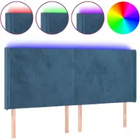 vidaXL Tête de lit LED bleu foncé 203x16x118/128 cm velours