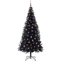 vidaXL Sapin de Noël avec 300 LED avec support Noir 210 cm PVC