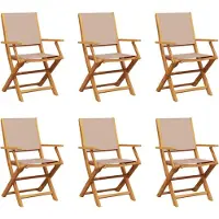 vidaXL , ensemble de 6 chaises pliantes, revêtues de tissu couleur taupe et en bois massif