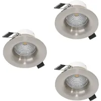 Eglo , lot de 3 spots LED encastrables Saliceto, spots de plafond dimmables, spots de plafond plats ronds, en aluminium argenté, lumière blanc neutre, diamètre 8,8 cm