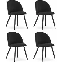 Leobert Chaise - - Bello - Velours Noir/Pieds Noirs - Lot De 4