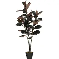 Mica Decorations Gummibaum ¿ Kunstpflanze ¿ Realistische Kunstpflanze Deko Wohnzimmer ¿ Künstliche Pflanzen ¿ Zimmerpflanzen Künstlich ¿ H120 x Ø80 cm ¿ Rot