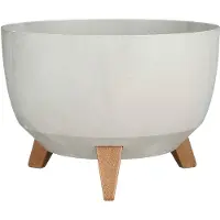 Mica Decorations Doppio Support Plante - 18,5 X Ø33 Cm - Jardiniere Exterieur Grande Taille - Jardiniere Sur Pieds - Plastique Recyclé - Gris