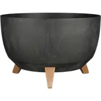 Mica Decorations Doppio Support Plante - 20,5 X Ø40 Cm - Jardiniere Exterieur Grande Taille - Jardiniere Sur Pieds - Plastique Recyclé - Noir