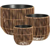 Mica Decorations Peta Pots de Fleurs ¿ Lot de 3 ¿ Pot Plante pour Fleurs et Plantes Exterieur ¿ Pot de Fleur Exterieur ¿ Marron Foncé