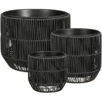 Mica Decorations Peta – Pot de fleurs d'extérieur – Lot de 3 – Pot pour fleurs et plantes d'extérieur – Pots de fleurs d'extérieur – Noir