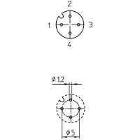 Lutronic 1228 Capteur/actionneur connecteur encastré M12 femelle, encastré Nombre de pôles : 4, Câble + prise électronique, Argent