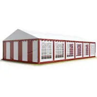 Profizelt24 TOOLPORT 6x12 m Tente de réception / Barnum rouge-blanc toile de haute qualité PVC 700 N