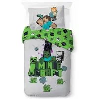 BrandMac Parure de lit Minecraft « Build and Explore » 140 x 200 cm