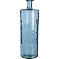 Mica Decorations Vase Bouteille Guan - H75 x Ø25 cm - Verre recyclé - Bleu