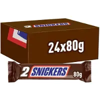 Snickers Pack De 2 Barres Chocolatées Cacahuètes Caramel 24x80g - 1.92kg Gourmandise Énergétique Snack Rapide