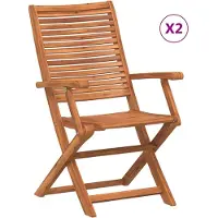 vidaXL Chaises de jardin avec accoudoirs 2 pcs. Pliable Bois massif Acacia