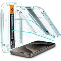 Spigen Protection d'écran en verre trempé GLAStR Fit 2 Paquets + Applicator pour Apple iPhone 15 Pro