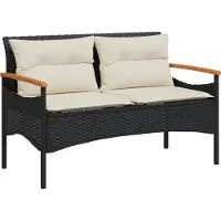 vidaXL Banc de jardin avec coussins 116x62,5x74 cm noir Poly rotin