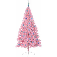 vidaXL Arbre de Noël artificiel pré-éclairé rose 240 cm PVC