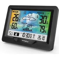 Greenblue Station météo radio , couleur, avec DCF, phases de lune, baromètre, calendrier, adaptateur secteur, GB540N