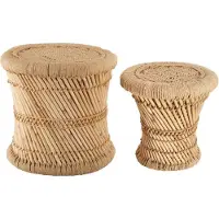 Atmosphera Lot de 2 tables d'appoint en corde beige