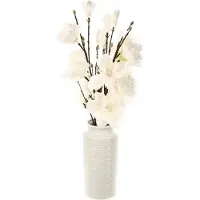 Atmosphera Composition florale artificielle Magnolias dans un vase en céramique H 75 cm