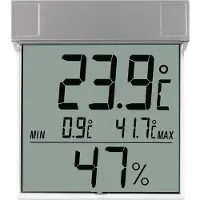 TFA-Dostmann Thermomètre de fenêtre, Thermomètre + hygromètre, Transparent, Argent