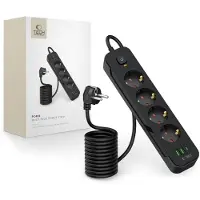 Tech-Protect Pcl4X3 Power Strip Long 2 Usb & 1 Type-C & 4 Socket 200Cm Black