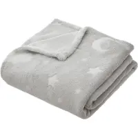 Atmosphera Plaid chaud avec étoiles - phosphorescent - pour enfants - gris - 150 x 125 cm