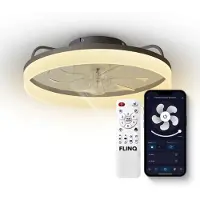 FlinQ AeroGlow Smart Ceiling Fan with Lighting - Ø55 cm - Grey - Ventilateur silencieux avec App Control et mode été/hiver