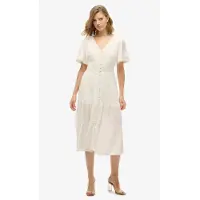 Superdry Ibiza Short Sleeve Midi Dress Beige S Femme