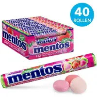 Mentos Fraise Bonbons Menthe Saveur Fraise 40 Sachets Individuels 1520g