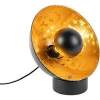 QAZQA Lampe de table industrielle noire avec intérieur doré - Magna Eglip