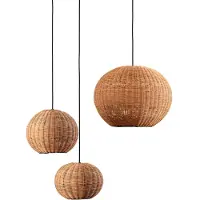 Faro Lampe à suspendre noir/rattan ø300 HAKA 65134-74