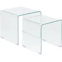 Beliani Set de 2 tables de rangement en verre de sécurité transparent au design moderne minimaliste rectangulaire