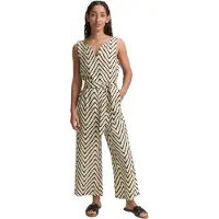 Tom Tailor Linen Slit Sleeveless Jumpsuit Beige 36 Femme