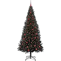 vidaXL Sapin de Noël avec 300 LED avec support Noir 210 cm PVC