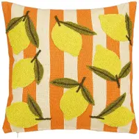 Mica Decorations Coussin Décoratif Citron - Avec Housse de Coussin - Decoration Maison Decoration Chambre - 45 x 45 x 10 cm - Coton, Polyester - Blanc cassé, Orange, Jaune, Vert