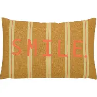 Mica Decorations Coussin Décoratif Smile - Avec Housse de Coussin - Decoration Maison Decoration Chambre - 55 x 35 x 10 cm - Coton - Marron, Orange, Jaune