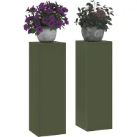 vidaXL Support de Plante 2 pcs Vert olive 24 x 24 x 75 cm Acier