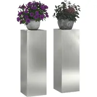 vidaXL Supports pour plantes 2 pcs Argent 24 x 24 x 75 cm