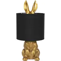 Clayre & Eef Lampe de table Ø 20*42 cm E27/max 1*60W, couleur or, en plastique, ronde, lampe de bureau ou de chevet