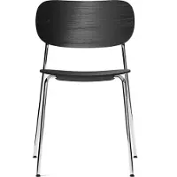 Audo Copenhagen Co Dining Chair Black steel Veneer With Arms | Chrome | Black Oak