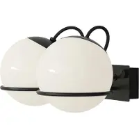 Astep Model 237/2 Model 238/2 Applique murale 2 Opaline Spheres (14cm Diameter), Black Mount