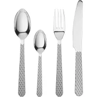 Lyngby Porcelæn Rhombe Set-16 Pieces-steel Cutlery Set Argenté