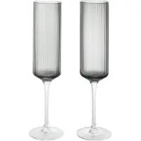 Ferm Living Ripple Flûtes à Champagne - Ensemble de 2 Smoked Grey