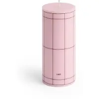 HAY Column Bougie Light Pink with Bordeaux Grid | Small