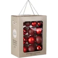 Mica Decorations Boules de Noël - 26 pièces - Ø7 cm - Verre - Rouge