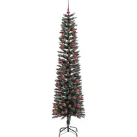 vidaXL Sapin de Noël artificiel Vert 210 cm PVC, plastique et acier