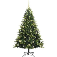 vidaXL Arbre de Noël artificiel à charnières 150 LED Vert 150 cm