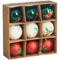 Mica Decorations Boule incassable rouge blanc vert 9 pieces - d8cm - incassable - Blanc, Rouge, Vert