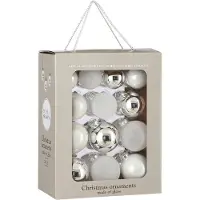 Praxis Mica Decorations Boules de Noël - 26 pièces - Ø7 cm - Verre - Blanc