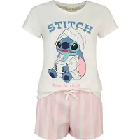 Lilo & Stitch Pyjama Disney de - Stitch - Time To Chill - L - 3XL - pour Femme - blanc cassé/rose - Taille XXL