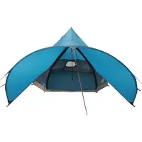 vidaXL Tente tipi pour 3 personnes, bleu et gris, 312 x 312 x 197 cm